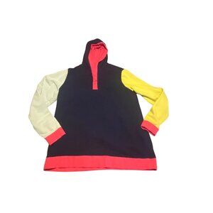 Colorblock Hooded Sweatshirt By Lands End L 14-16 Cotton Blend Long Sleeve